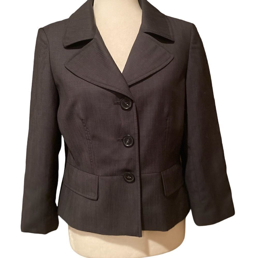 Loft 100% Wool Blazer Grey With Slight Pinstripes Size 6